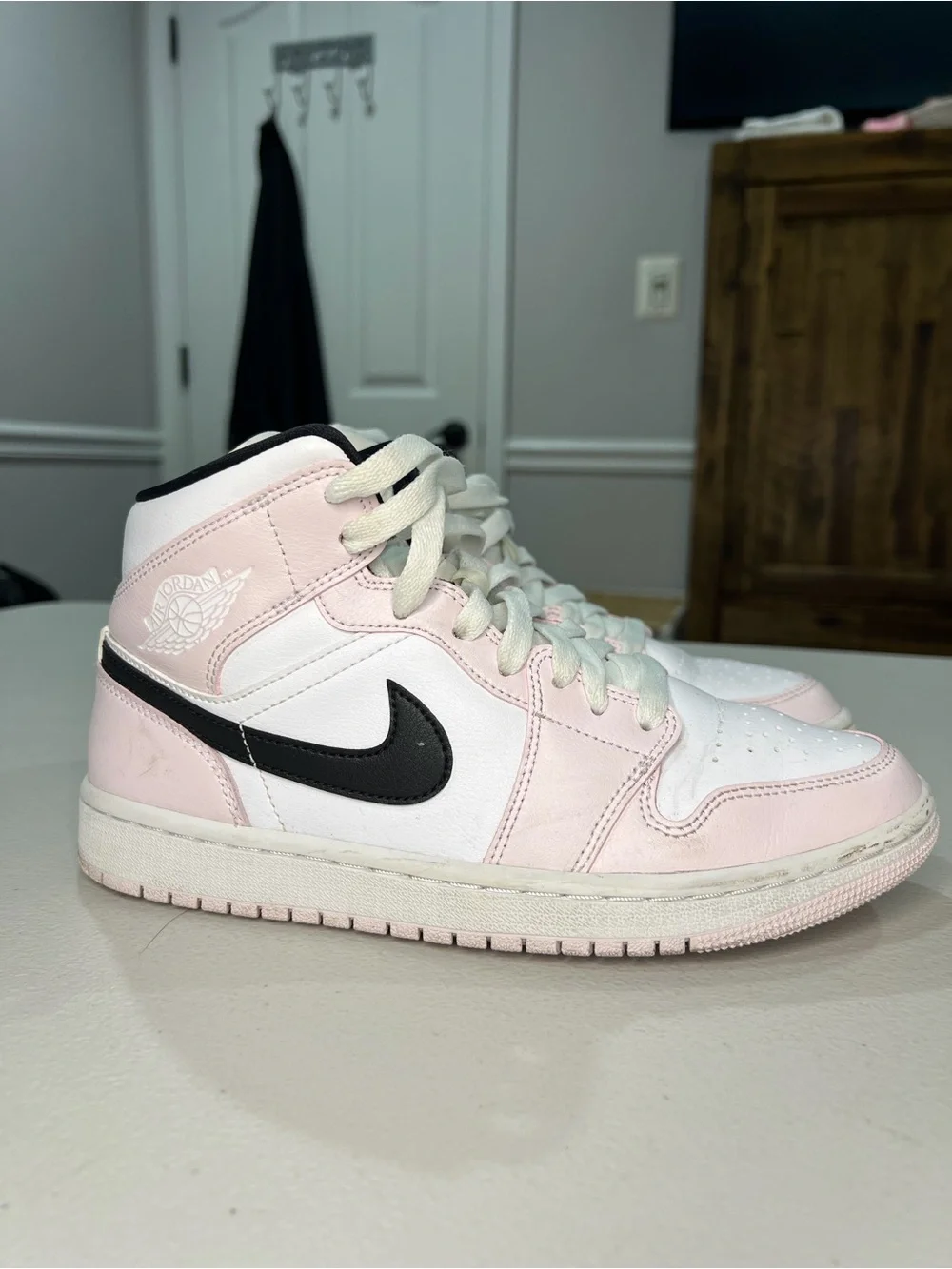 Jordan Mid-Top Sneakers in Pink, White & Black for Women